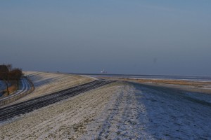 Blick übern Deich in Richtung Mittelplate